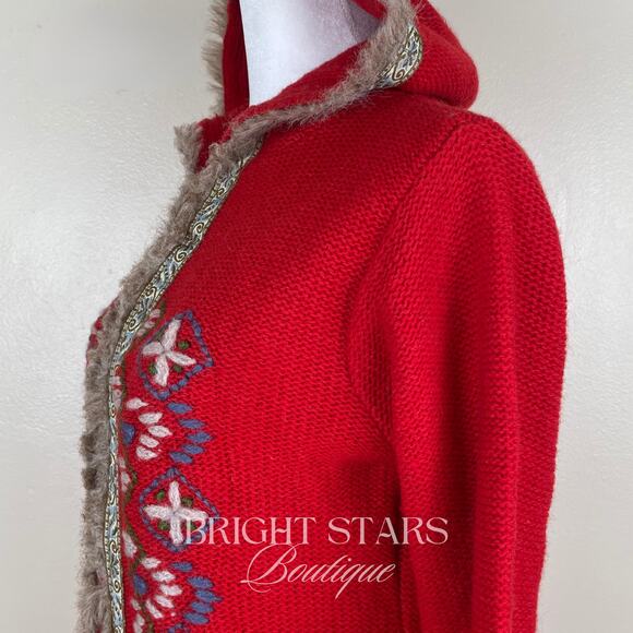 Rare Vintage Hooded Cardigan ASO Willow Rosenberg BtVS Red Embroidered Knit - Picture 10 of 14